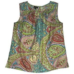 Talbots Women’s Blouse Top Size 8P Petite Paisley Button Up Back Tank Top Shirt